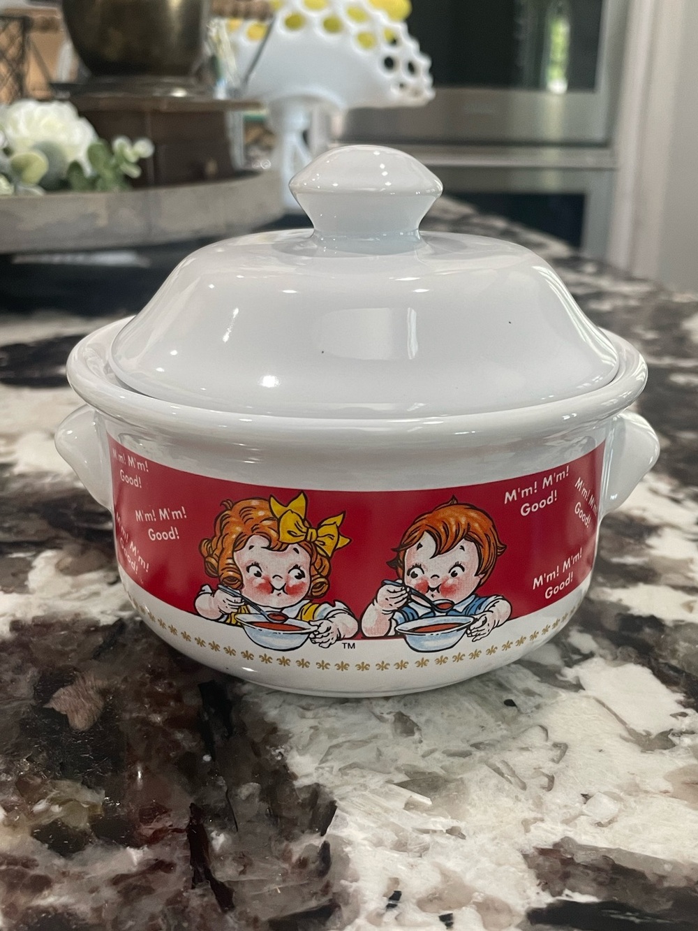 1998 Campbell's Kids "M'm! M'm! Good!" Soup Bowl with Lid